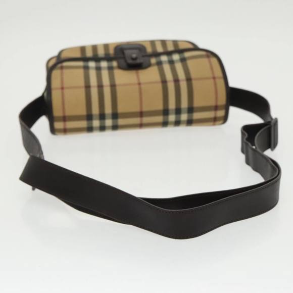 BURBERRY Nova Check Shoulder Bag PVC Silver Beige Auth 99326 - Picture 7 of 16